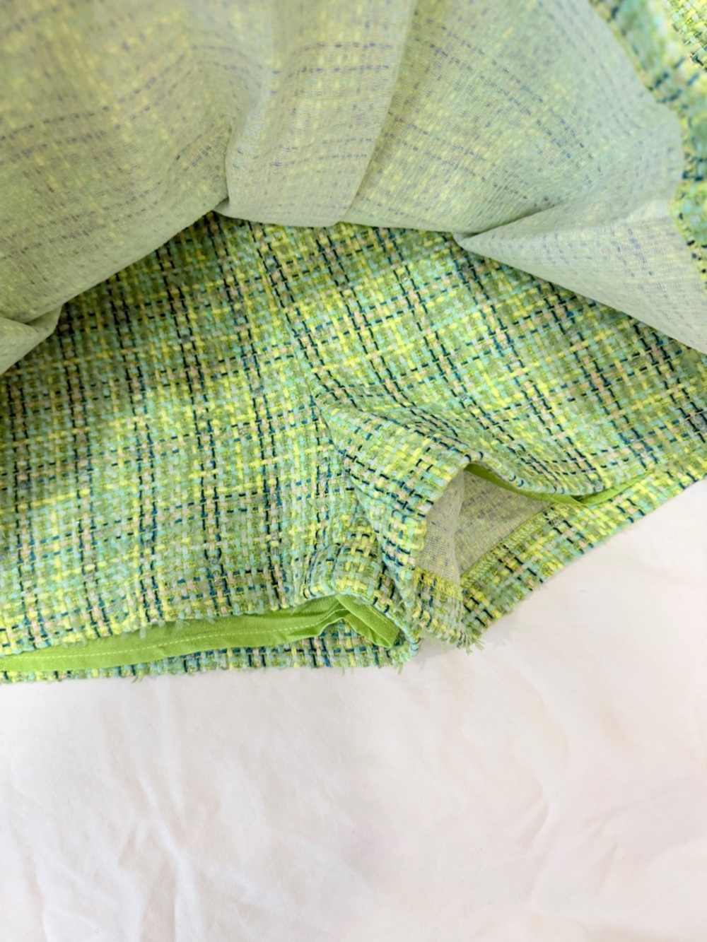 Latiste Green Tweed 2 Piece Set Large Cropped Jacket Pleated Skort - Picture 8 of 10